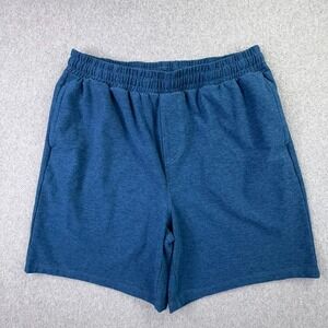 Beyond Yoga Spacedye Lounge Shorts Mens Large Blue Elastic Waist Zip Pocket USA